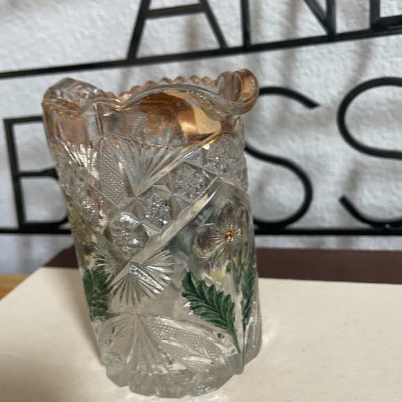 Indiana Glass Flower Medallion Flashed Gold vase - Picture 3 of 10